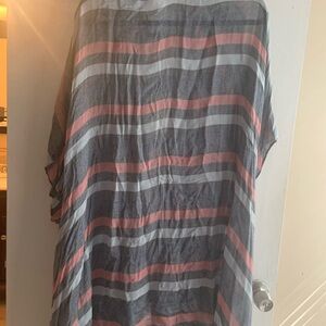 Francesca's Collections Pink and Gray Striped Kaftan